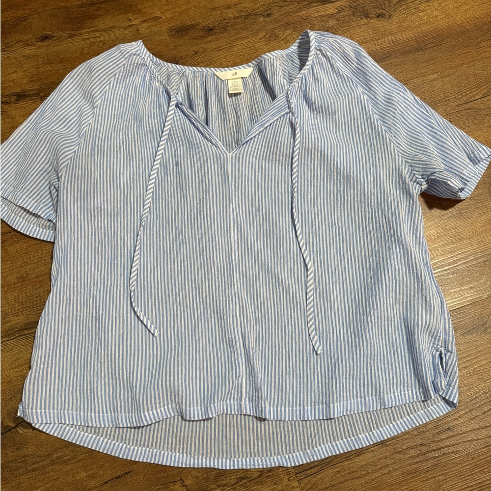 H&M Light Blue Pinstripe Blouse